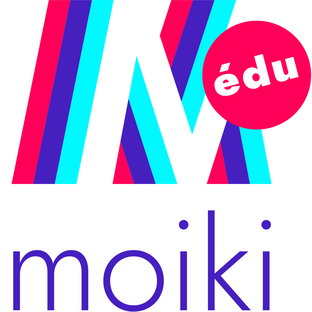 Logo Moiki EDU avec nom, sur fond clair