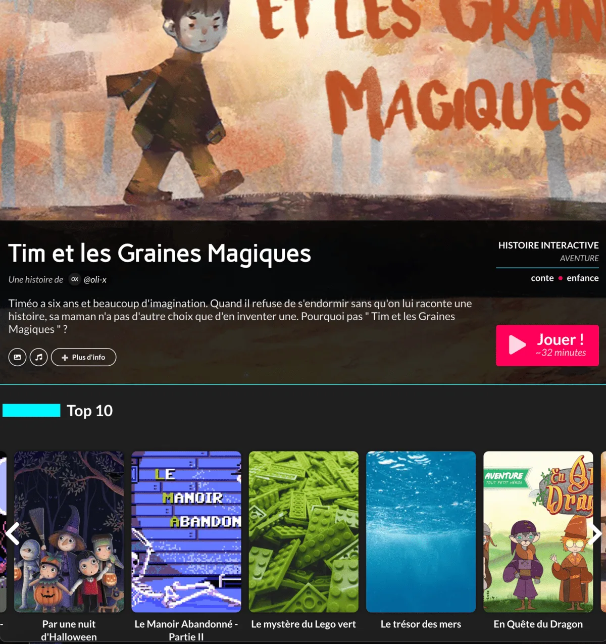 Capture de l’éditeur d’histoires Moiki